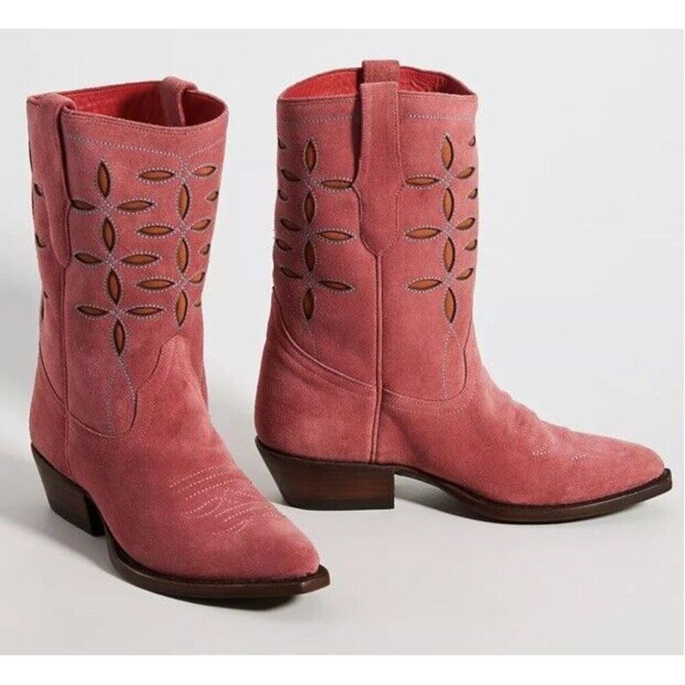 PLANET COWBOY X Anthropologie $475 Pee-wee‎ Leather Western Cowgirl Boots Pink